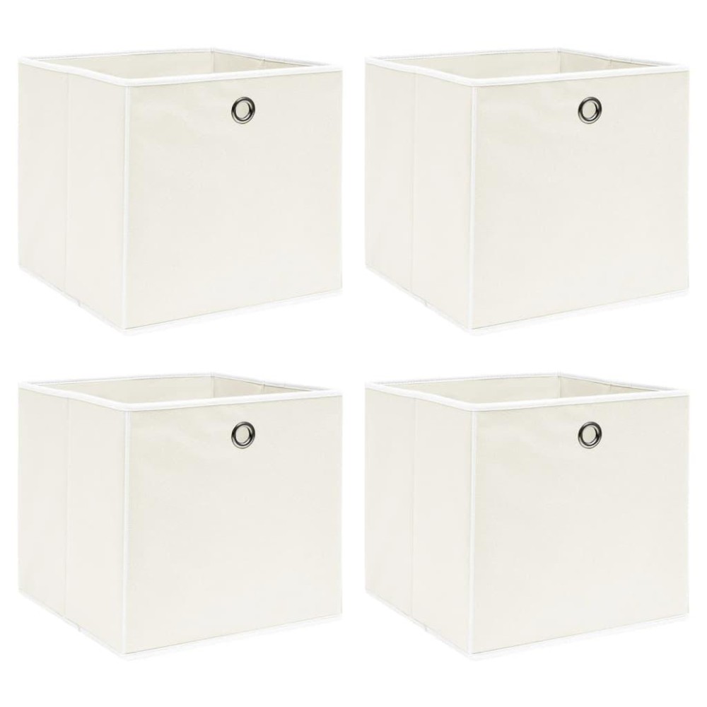 Vidaxl Storage Boxes 4 Pcs White 12.6X12.6X12.6 Fabric
