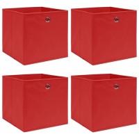 Vidaxl Storage Boxes 4 Pcs Red 12.6X12.6X12.6 Fabric