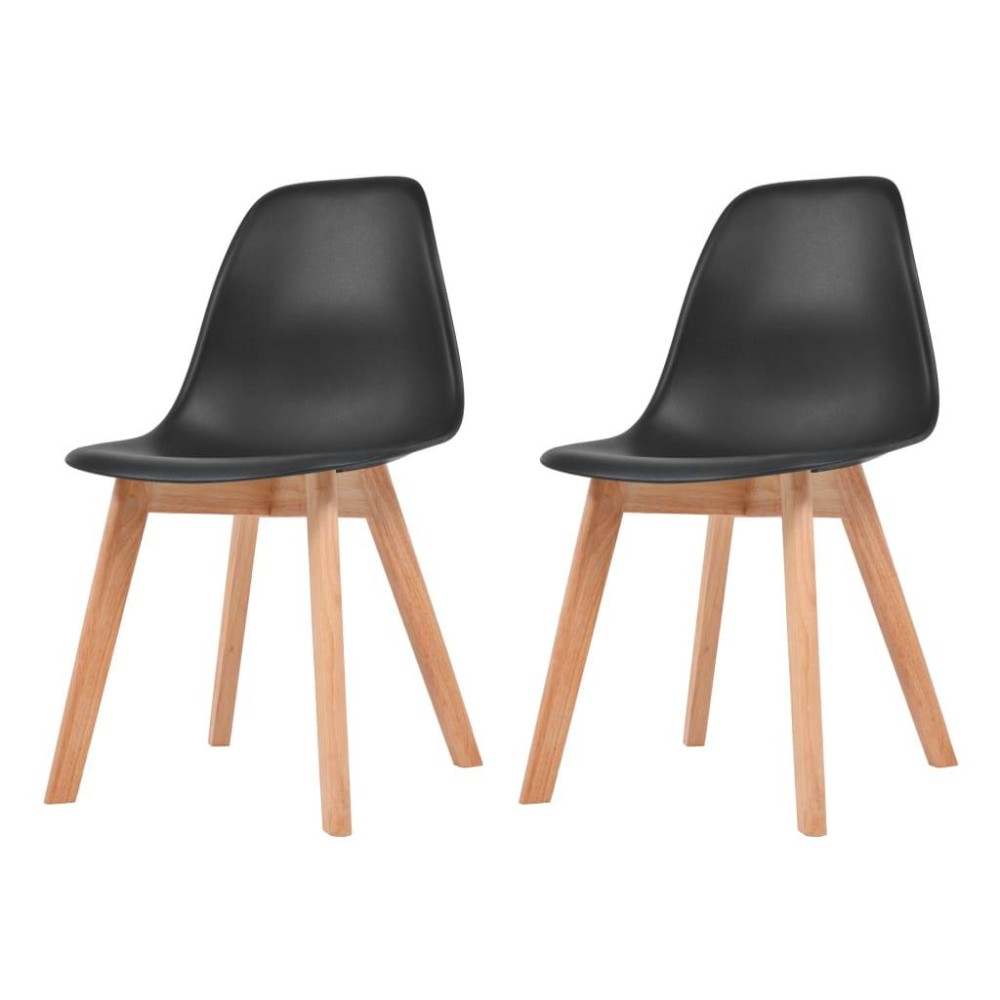 vidaXL Dining Chairs 2 pcs Black Plastic