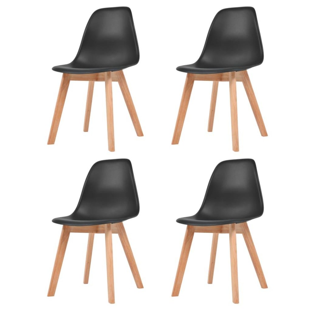 vidaXL Dining Chairs 4 pcs Black Plastic