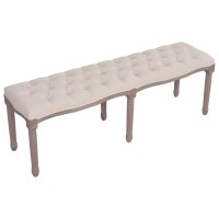 vidaXL Bench Fabric Solid Wood 59.1