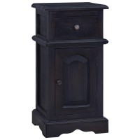 vidaXL Bedside Cabinet Light Black Coffee Solid Mahogany Wood