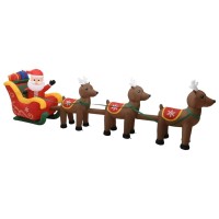 vidaXL Christmas Inflatable Santa and Reindeer Decoration LED 192.9