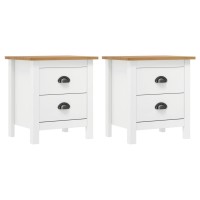 vidaXL Bedside Cabinet Hill 2 pcs White 18.1