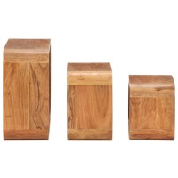 vidaXL Side Tables 3 pcs Solid Acacia Wood Honey Finish