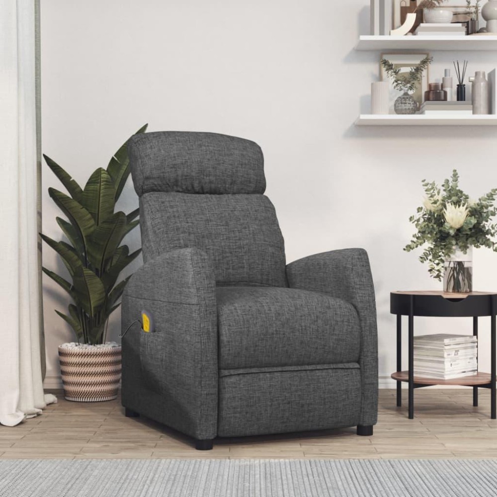 vidaXL Massage Recliner Dark Gray Fabric