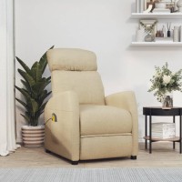 vidaXL Massage Recliner Cream Fabric