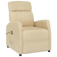 vidaXL Massage Recliner Cream Fabric