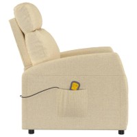 vidaXL Massage Recliner Cream Fabric