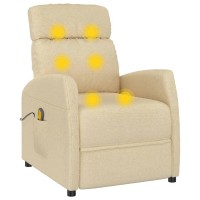 vidaXL Massage Recliner Cream Fabric