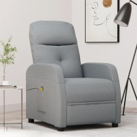 vidaXL Massage Recliner Light Gray Fabric