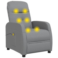 vidaXL Massage Recliner Light Gray Fabric