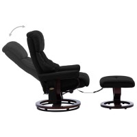 Vidaxl Massage Recliner With Ottoman Black Faux Leather And Bentwood