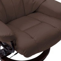 vidaXL Massage Recliner with Ottoman Brown Faux Leather and Bentwood