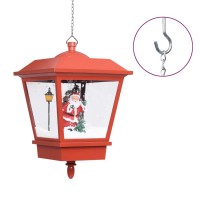 vidaXL Christmas Hanging Lamp with LED Light and Santa Red 10.6