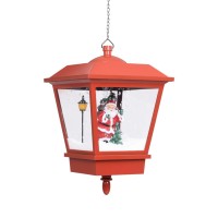 vidaXL Christmas Hanging Lamp with LED Light and Santa Red 10.6