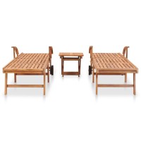 Vidaxl Sun Loungers 2 Pcs With Table Solid Teak Wood