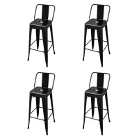 vidaXL Bar Stools 4 pcs Black Steel