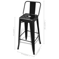 vidaXL Bar Stools 4 pcs Black Steel