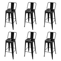 Vidaxl Bar Stools 6 Pcs Black Steel