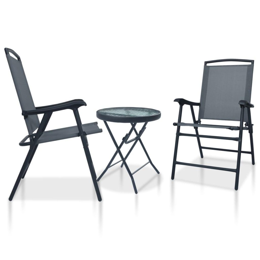 vidaXL 3 Piece Bistro Set Gray Steel