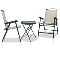 vidaXL 3 Piece Bistro Set Cream Steel