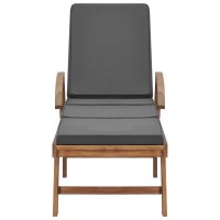 Vidaxl Sun Loungers With Cushions 2 Pcs Solid Teak Wood Dark Gray