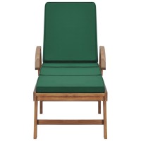 Vidaxl Sun Loungers With Cushions 2 Pcs Solid Teak Wood Green
