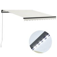 vidaXL Manual Retractable Awning with LED 118.1