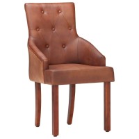 vidaXL Dining Chairs 4 pcs Brown Real Goat Leather