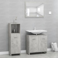 vidaXL 3 Piece Bathroom Furniture Set Concrete Gray Engineered Wood