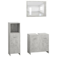 vidaXL 3 Piece Bathroom Furniture Set Concrete Gray Engineered Wood