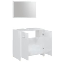 vidaXL 3 Piece Bathroom Furniture Set High Gloss White Engineered Wood