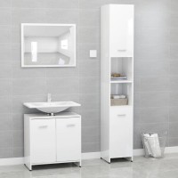 vidaXL 3 Piece Bathroom Furniture Set High Gloss White Engineered Wood