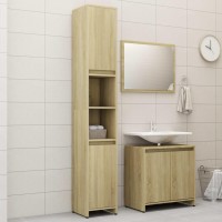 vidaXL 3 Piece Bathroom Furniture Set Sonoma Oak Engineered Wood