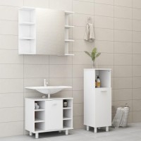 vidaXL 3 Piece Bathroom Furniture Set White Engineered Wood