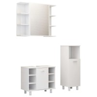 vidaXL 3 Piece Bathroom Furniture Set White Engineered Wood