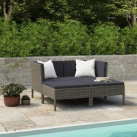 Vidaxl 4 Piece Patio Lounge Set With Cushions Poly Rattan Gray