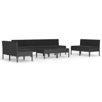 vidaXL 10 Piece Patio Lounge Set with Cushions Poly Rattan Black