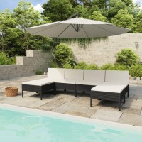 Vidaxl 6 Piece Patio Lounge Set With Cushions Poly Rattan Black