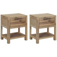 Vidaxl Nightstands With Drawers 2 Pcs 15.7X11.8X18.9 Solid Acacia Wood