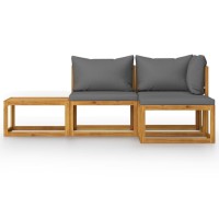 Vidaxl 4 Piece Patio Lounge Set With Cushion Solid Acacia Wood