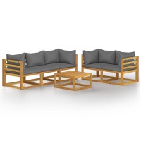 Vidaxl 6 Piece Patio Lounge Set With Cushion Solid Acacia Wood