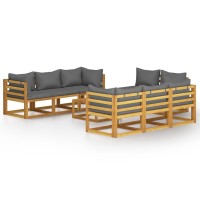 Vidaxl 9 Piece Patio Lounge Set With Cushion Solid Acacia Wood