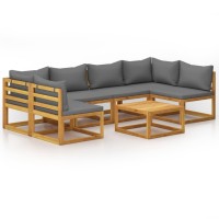 Vidaxl 7 Piece Patio Lounge Set With Cushion Solid Acacia Wood