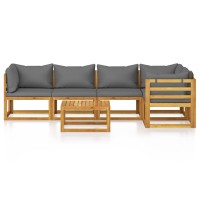 Vidaxl 6 Piece Patio Lounge Set With Cushions Solid Acacia Wood