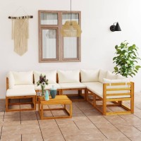 Vidaxl 8 Piece Patio Lounge Set With Cushion Cream Solid Acacia Wood