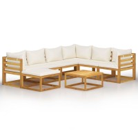 Vidaxl 8 Piece Patio Lounge Set With Cushion Cream Solid Acacia Wood