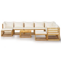 Vidaxl 11 Piece Patio Lounge Set With Cushion Cream Solid Acacia Wood