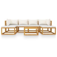 Vidaxl 7 Piece Patio Lounge Set With Cushion Cream Solid Acacia Wood